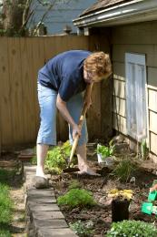 Working her gardens